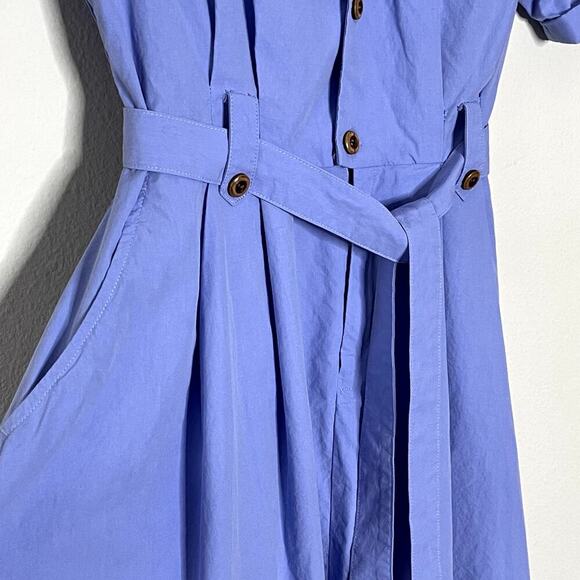 SIMPLE RETRO  BLUE  COTTAGECORE VINTAGE INSPIRED   COTTON MIDI  DRESS  SIZE S - Picture 5 of 10